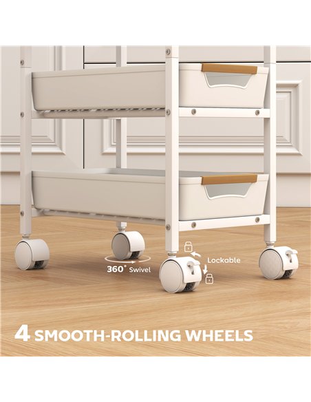 HOMCOM 5-Tier Storage Trolley on Wheels - White - pic 166315 | FastDaddyshop