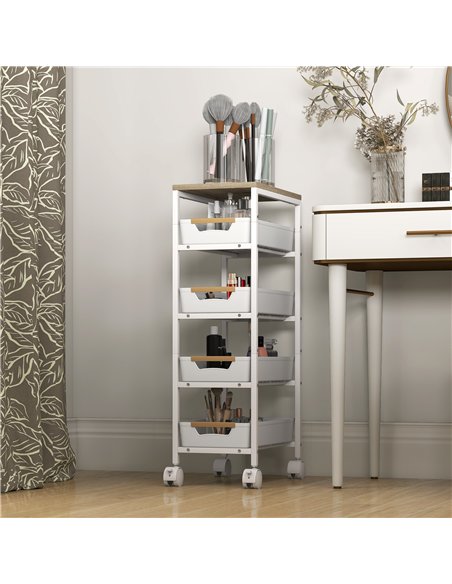 HOMCOM 5-Tier Storage Trolley on Wheels - White - pic 166318 | FastDaddyshop