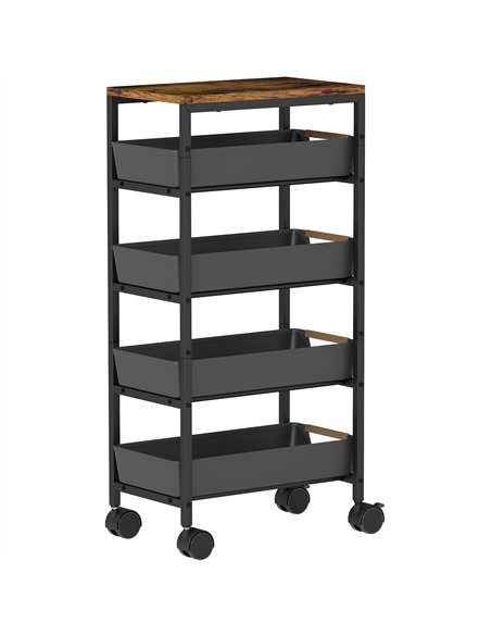 HOMCOM 5-Tier Storage Trolley on Wheels - Black - pic 166320 | FastDaddyshop