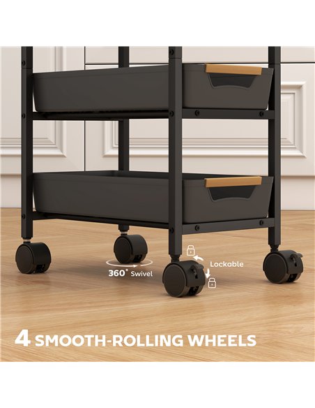 HOMCOM 5-Tier Storage Trolley on Wheels - Black - pic 166324 | FastDaddyshop