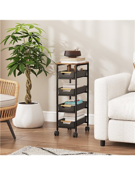 HOMCOM 5-Tier Storage Trolley on Wheels - Black - pic 166326 | FastDaddyshop