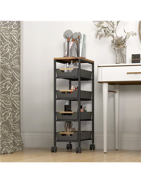 HOMCOM 5-Tier Storage Trolley on Wheels - Black - pic 166327 | FastDaddyshop