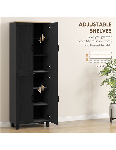 HOMCOM Freestanding Kitchen Cupboard, 4-Door Storage Cabinet with Adjustable Shelves, Modern Kitchen Pantry for Dining Room, 170