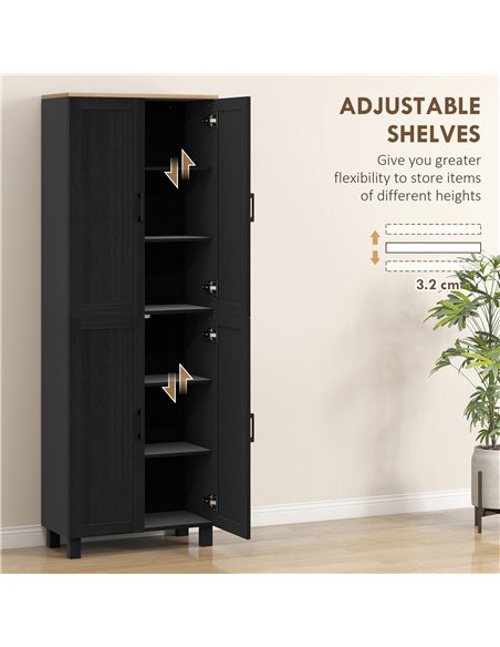 HOMCOM Freestanding Kitchen Cupboard, 4-Door Storage Cabinet with Adjustable Shelves, Modern Kitchen Pantry for Dining Room, 170 - pic 166333 | FastDaddyshop