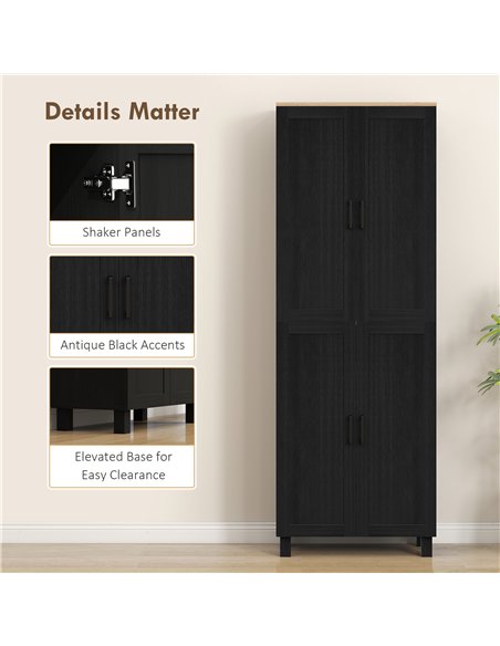 HOMCOM Freestanding Kitchen Cupboard, 4-Door Storage Cabinet with Adjustable Shelves, Modern Kitchen Pantry for Dining Room, 170 - pic 166335 | FastDaddyshop