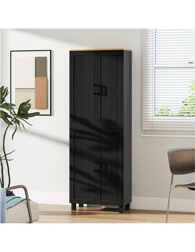 HOMCOM Freestanding Kitchen Cupboard, 4-Door Storage Cabinet with Adjustable Shelves, Modern Kitchen Pantry for Dining Room, 170