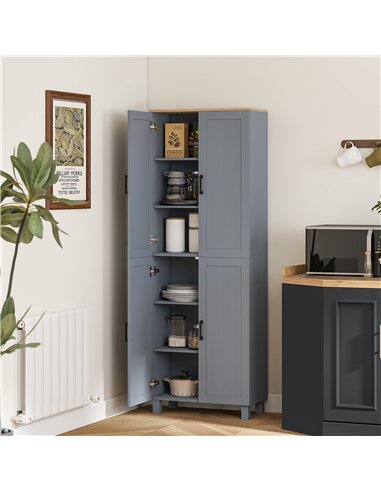 HOMCOM Freestanding Kitchen Cupboard, 4-Door Storage Cabinet with Adjustable Shelves, Modern Kitchen Pantry for Dining Room, 170