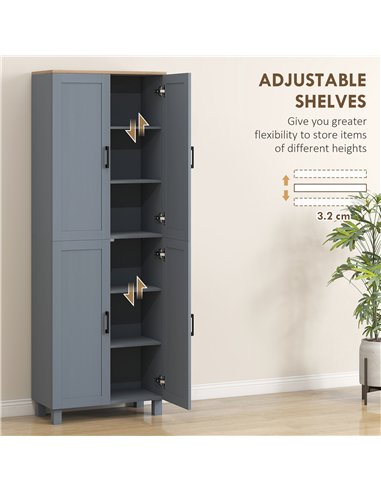 HOMCOM Freestanding Kitchen Cupboard, 4-Door Storage Cabinet with Adjustable Shelves, Modern Kitchen Pantry for Dining Room, 170