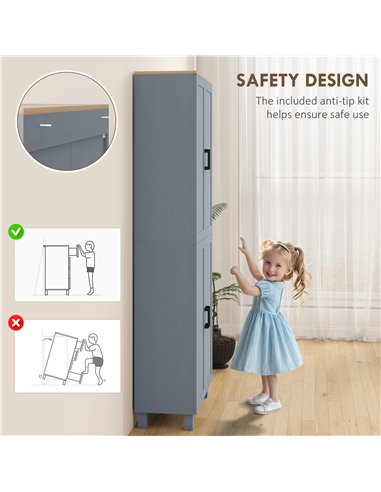 HOMCOM Freestanding Kitchen Cupboard, 4-Door Storage Cabinet with Adjustable Shelves, Modern Kitchen Pantry for Dining Room, 170