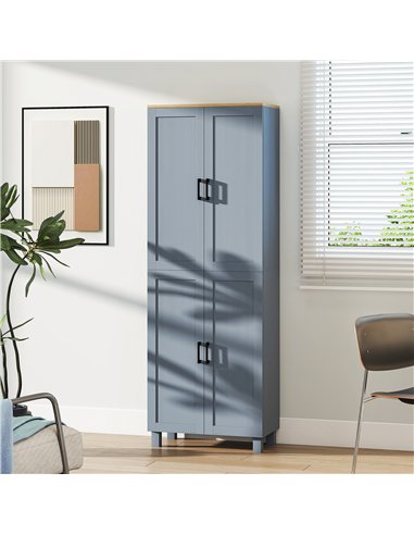 HOMCOM Freestanding Kitchen Cupboard, 4-Door Storage Cabinet with Adjustable Shelves, Modern Kitchen Pantry for Dining Room, 170