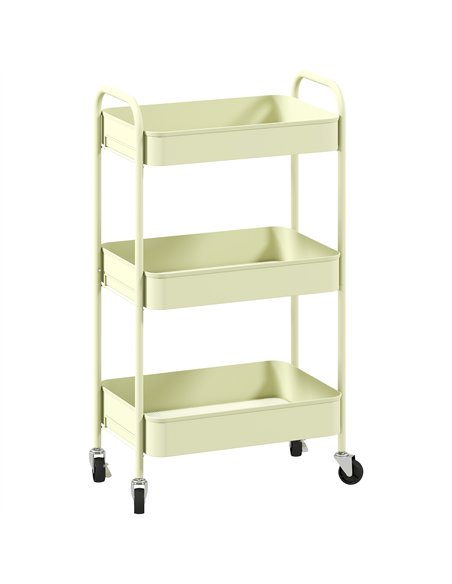 HOMCOM Three-Tier Steel Storage Trolley - Green - pic 166356 | FastDaddyshop