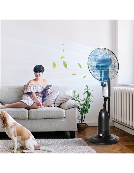 Homcom Pedestal Humidifying Misting Fan with 3 Speeds, 2.8L Water Tank, Timer and Remote, Black - pic 16636 | FastDaddyshop
