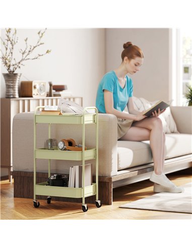 HOMCOM Three-Tier Steel Storage Trolley - Green