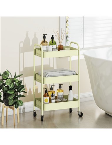 HOMCOM Three-Tier Steel Storage Trolley - Green