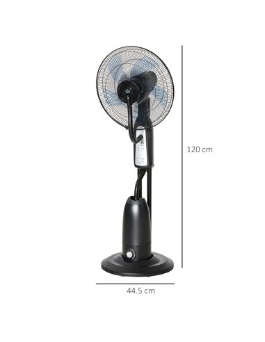 Homcom Pedestal Humidifying Misting Fan with 3 Speeds, 2.8L Water Tank, Timer and Remote, Black