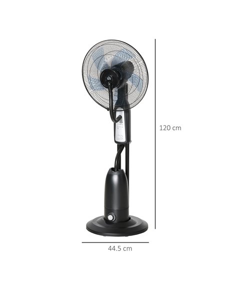 Homcom Pedestal Humidifying Misting Fan with 3 Speeds, 2.8L Water Tank, Timer and Remote, Black - pic 16637 | FastDaddyshop
