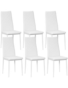HOMCOM Set of 6 Faux Leather Dining Chairs - White