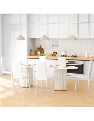 HOMCOM Set of 6 Faux Leather Dining Chairs - White