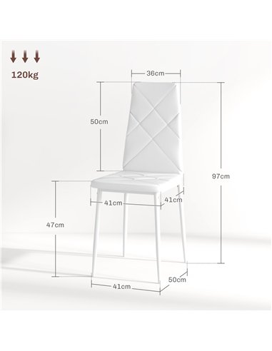 HOMCOM Set of 6 Faux Leather Dining Chairs - White