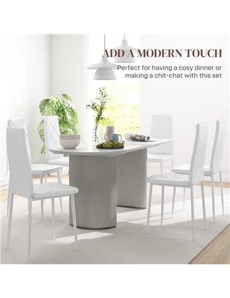 HOMCOM Set of 6 Faux Leather Dining Chairs - White - pic 166404 | FastDaddyshop