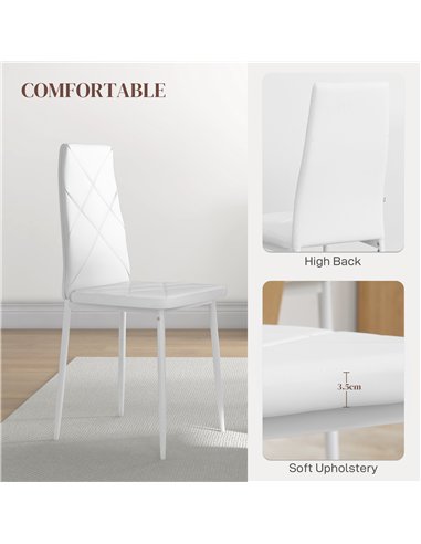 HOMCOM Set of 6 Faux Leather Dining Chairs - White