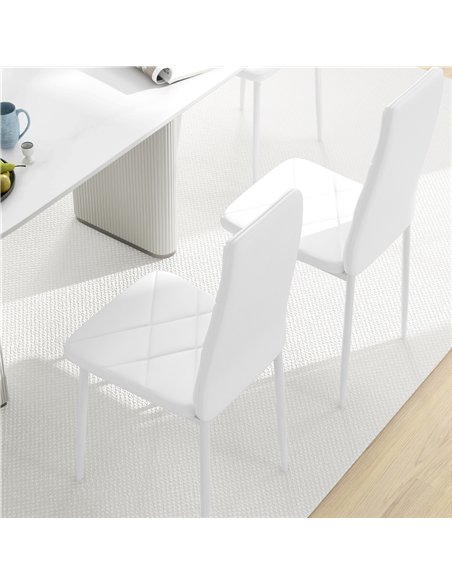 HOMCOM Set of 6 Faux Leather Dining Chairs - White - pic 166409 | FastDaddyshop