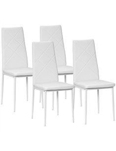 HOMCOM Set of 4 Faux Leather Dining Chairs - White