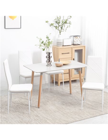 HOMCOM Set of 4 Faux Leather Dining Chairs - White - pic 166411 | FastDaddyshop