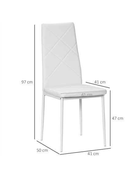 HOMCOM Set of 4 Faux Leather Dining Chairs - White - pic 166412 | FastDaddyshop