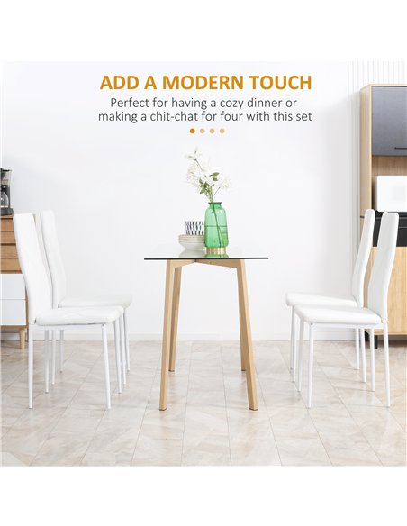 HOMCOM Set of 4 Faux Leather Dining Chairs - White - pic 166413 | FastDaddyshop