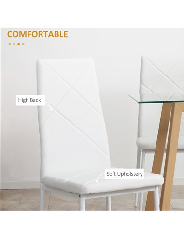 HOMCOM Set of 4 Faux Leather Dining Chairs - White