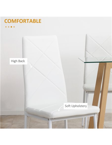 HOMCOM Set of 4 Faux Leather Dining Chairs - White - pic 166415 | FastDaddyshop