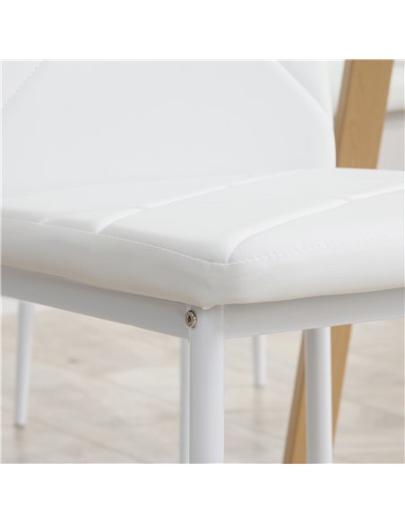 HOMCOM Set of 4 Faux Leather Dining Chairs - White - pic 166418 | FastDaddyshop