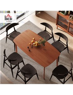 HOMCOM Pine Wood Rectangular Dining Table - Light Brown 2