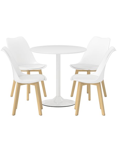 HOMCOM Five-Piece Modern Dining Set - White - pic 166428 | FastDaddyshop