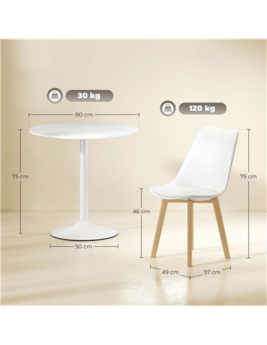 HOMCOM Five-Piece Modern Dining Set - White