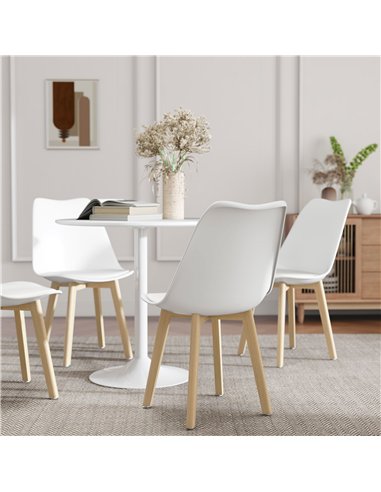 HOMCOM Five-Piece Modern Dining Set - White