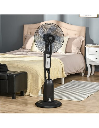 Homcom Pedestal Humidifying Misting Fan with 3 Speeds, 2.8L Water Tank, Timer, Black