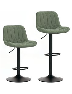 HOMCOM Set of Two Linen-Look Bar Stools - Green