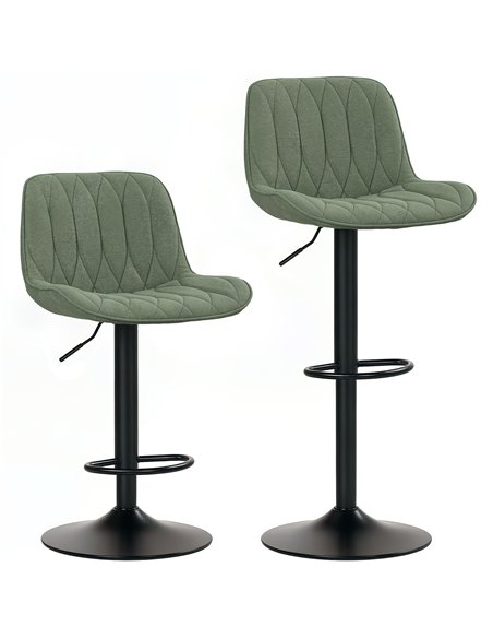 HOMCOM Set of Two Linen-Look Bar Stools - Green - pic 166446 | FastDaddyshop