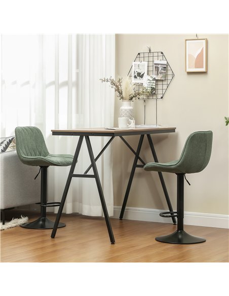 HOMCOM Set of Two Linen-Look Bar Stools - Green - pic 166447 | FastDaddyshop