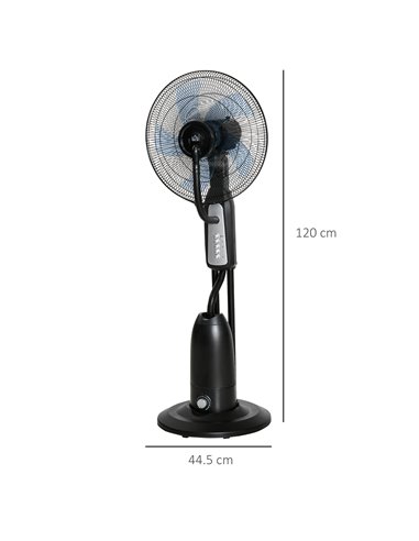 Homcom Pedestal Humidifying Misting Fan with 3 Speeds, 2.8L Water Tank, Timer, Black