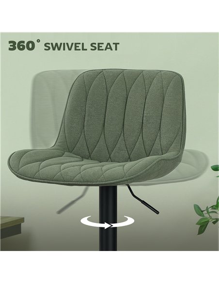 HOMCOM Set of Two Linen-Look Bar Stools - Green - pic 166451 | FastDaddyshop