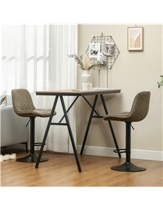 HOMCOM Set of Two Linen-Look Bar Stools - Brown 2