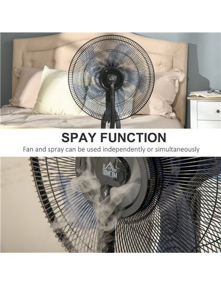 Homcom Pedestal Humidifying Misting Fan with 3 Speeds, 2.8L Water Tank, Timer, Black - pic 16646 | FastDaddyshop