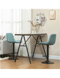 HOMCOM Set of Two Linen-Look Bar Stools - Blue 2