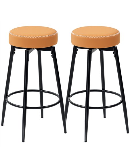 HOMCOM Set of Two Faux Leather Bar Stools - Brown/Black - pic 166500 | FastDaddyshop