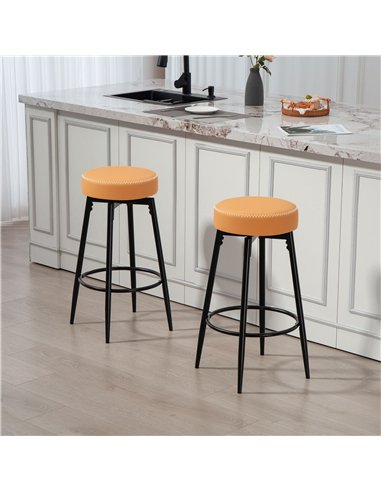 HOMCOM Set of Two Faux Leather Bar Stools - Brown/Black