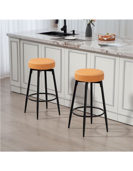 HOMCOM Set of Two Faux Leather Bar Stools - Brown/Black - pic 166501 | FastDaddyshop