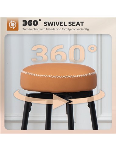 HOMCOM Set of Two Faux Leather Bar Stools - Brown/Black